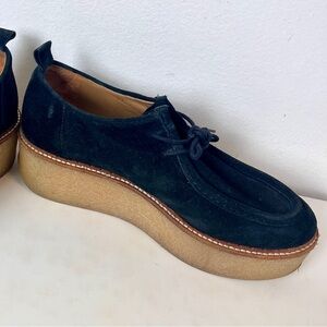 Sz. 37 Black Suede Flamingos Platform Shoes